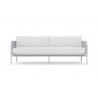 Azzurro Hampton 3 Seat Sofa With Matte White Aluminum Frame and White All-Weather Wicker - Front