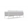 Azzurro Hampton 3 Seat Sofa With Matte White Aluminum Frame and White All-Weather Wicker - back Angled