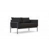 Azzurro Hampton 2 Seat Sofa With Matte Charcoal Aluminum And Onyx All-Weather Wicker - Angled