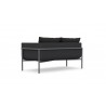 Azzurro Hampton 2 Seat Sofa With Matte Charcoal Aluminum And Onyx All-Weather Wicker - Back Angled