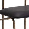 Sunpan Gibbons Dining Chair in Antique Brass - Charcoal Black Leather - Base Angle
