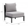 Horizon Accent Chair in Gray- seat dimension