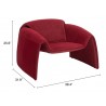 Zuo Modern Horten Accent Chair in Red - Seat Dimensions