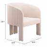 Zuo Modern Hull Accent Chair in Beige - Seating Dimensions