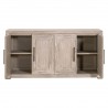 Essentials for Living Hunter Media Sideboard, Natural Gray Acacia - Front Opened Angle