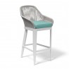 Miami Barstool in Dupione Celeste w/ Self Welt - Front Side Angle