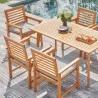 Vifah Waimea Honey 7-Piece Slatted Eucalyptus Wood Patio Dining Set with Cushion, Top Angle - Vifah Waimea Honey 7-Piece Slatted Eucalyptus Wood Patio Dining Set with Cushion, Top Angle