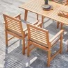 Vifah Waimea Honey 5-Piece Slatted Eucalyptus Wood Patio Dining Set with Cushion, Top Closeup View - Vifah Waimea Honey 5-Piece Slatted Eucalyptus Wood Patio Dining Set with Cushion, Top Closeup View