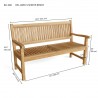 Anderson Teak Del-Amo 3-Seater Bench- dimension - Anderson Teak Del-Amo 3-Seater Bench- dimension