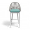 Miami Barstool in Dupione Celeste w/ Self Welt - Front Angle