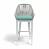 Miami Barstool in Dupione Celeste w/ Self Welt - Front Angle - Miami Barstool in Dupione Celeste w/ Self Welt - Front Angle