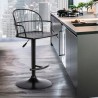 Armen Living Edward Adjustable Black Wood and Metal Barstool