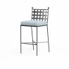 Provence Barstool in Canvas Skyline w/ Self Welt - Front Side Angle - Provence Barstool in Canvas Skyline w/ Self Welt - Front Side Angle