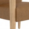 Sunpan Earl Dining Armchair in Natural - Pecan Leather - Seat Closeup Angle