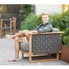 Cane-Line Angle Lounge Chair W/Teak Frame, Incl. Grey Cane-Line AirTouch Cushions Outdoor view 