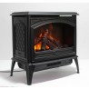 Sierra Flame E-50/E-70 Cast Iron Freestand Electric Fireplace - Orange Flame - Angled View