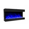 Amantii 40" Unit - 10 5/8" In Depth 3 Sided Glass Fireplace - Blue Flame Angled View