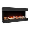 Amantii 50" Unit - 10 5/8" In Depth 3 Sided Glass Fireplace - Red Flame Angled