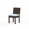 Montecito Armless Dining Chair in Canvas Skyline w/ Self Welt - Front Side Angle