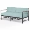 Pietra Loveseat in Dupione Celeste, No Welt - Front Side Angle - Pietra Loveseat in Dupione Celeste, No Welt - Front Side Angle