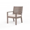 Laguna Dining Chair in Canvas Natural, No Welt - Front Side Angle
