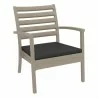 Artemis XL Club Chair Taupe with Sunbrella Charcoal Cushions  - Artemis XL Club Chair Taupe with Sunbrella Charcoal Cushions 