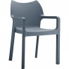 Diva Resin Outdoor Dining Arm Chair Dark Gray