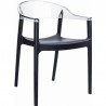 Carmen Modern Dining Chair Black Seat - Transparent Clear Back