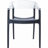 Carmen Modern Dining Chair Black Seat - Transparent Clear Back