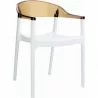 Carmen Modern Dining Chair White Seat - Transparent Amber Back - Carmen Modern Dining Chair White Seat - Transparent Amber Back
