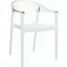 Carmen Modern Dining Chair White Seat - Transparent Clear Back - Carmen Modern Dining Chair White Seat - Transparent Clear Back