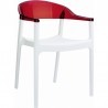 Carmen Modern Dining Chair White Seat - Transparent Red