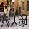 Compamia Dream Folding Outdoor Bistro Set with 2 Black Chairs and Black Table 