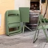 Dream Folding Outdoor Bistro Set with Olive Green Table and 2 Olive Green Chairs - Lifestyle 2 - Dream Folding Outdoor Bistro Set with Olive Green Table and 2 Olive Green Chairs - Lifestyle 2