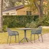 Compamia Air XL Patio Dining Set with 2 Arm Chairs Dark Gray - Lifestyle - Compamia Air XL Patio Dining Set with 2 Arm Chairs Dark Gray - Lifestyle