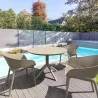 Compamia Sky Round Folding Table 42 inch Taupe - Lifestyle 2 - Compamia Sky Round Folding Table 42 inch Taupe - Lifestyle 2