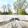 Compamia Sky Round Folding Table 42 inch Olive White - Lifestyle 2