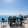 Loft Outdoor Dining Set with 6 Arm Chairs and 55 inch Extension Table Black - Lifestyle