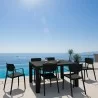 Loft Outdoor Dining Set with 6 Arm Chairs and 55 inch Extension Table Black - Lifestyle - Loft Outdoor Dining Set with 6 Arm Chairs and 55 inch Extension Table Black - Lifestyle