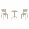 Compamia Lucy Bistro Set 3 Piece with 24 inch Table Top in Taupe - Compamia Lucy Bistro Set 3 Piece with 24 inch Table Top in Taupe
