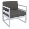 Compamia Mykonos Patio Club Chair Silver with Sunbrella Charcoal - Angled - Compamia Mykonos Patio Club Chair Silver with Sunbrella Charcoal - Angled
