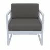 Compamia Mykonos Patio Club Chair Silver with Sunbrella Charcoal - Front - Compamia Mykonos Patio Club Chair Silver with Sunbrella Charcoal - Front