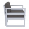 Compamia Mykonos Patio Club Chair Silver with Sunbrella Charcoal - Side