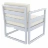 Compamia Mykonos Patio Club Chair Silver with Sunbrella Natural Cushion - Back Angle - Compamia Mykonos Patio Club Chair Silver with Sunbrella Natural Cushion - Back Angle