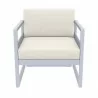 Compamia Mykonos Patio Club Chair Silver with Sunbrella Natural Cushion - Front - Compamia Mykonos Patio Club Chair Silver with Sunbrella Natural Cushion - Front