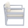Compamia Mykonos Patio Club Chair Silver with Sunbrella Natural Cushion - Side