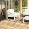 Compamia Mykonos Patio Club Chair Silver with Sunbrella Natural Cushion - Lifestyle - Compamia Mykonos Patio Club Chair Silver with Sunbrella Natural Cushion - Lifestyle