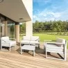 Compamia Mykonos Patio Club Chair Silver with Sunbrella Natural Cushion - Lifesytle 2 - Compamia Mykonos Patio Club Chair Silver with Sunbrella Natural Cushion - Lifesytle 2