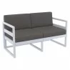 Compamia Mykonos Patio Loveseat Silver with Sunbrella Charcoal Cushion - Angled View - Compamia Mykonos Patio Loveseat Silver with Sunbrella Charcoal Cushion - Angled View