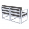 Compamia Mykonos Patio Loveseat Silver with Sunbrella Charcoal Cushion - Back Angled